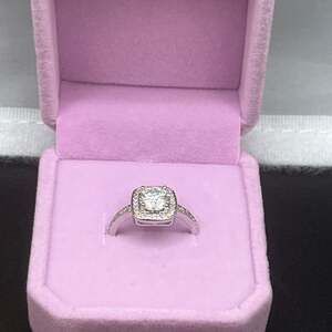 White Gold Plated Moissanite Halo Ring — 1.0ct, GRA Certified (Size 6)